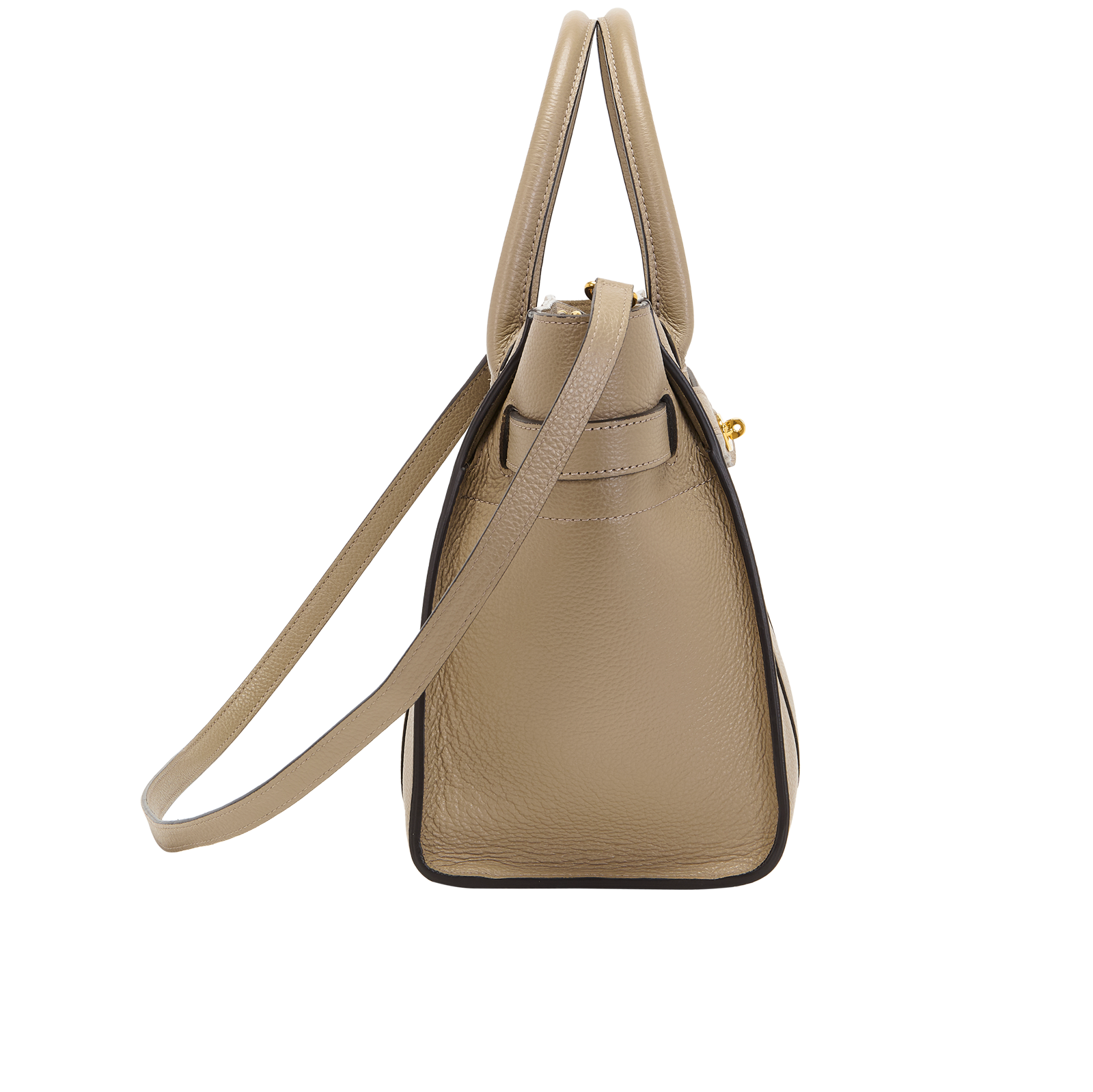 Small Zipped Bayswater, &pound;495, Handbags, Taupe, Leather, Side view